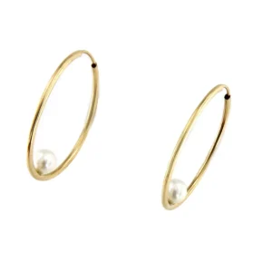 Roman Joyero Pendientes<Argollas oro amarillo SOEL huecas en 18 kilates con perla