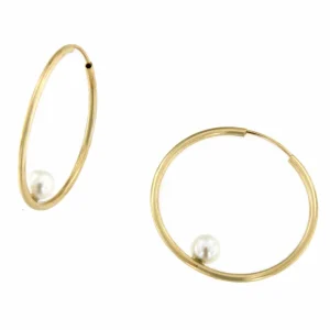 Roman Joyero Pendientes<Argollas oro amarillo SOEL huecas en 18 kilates con perla
