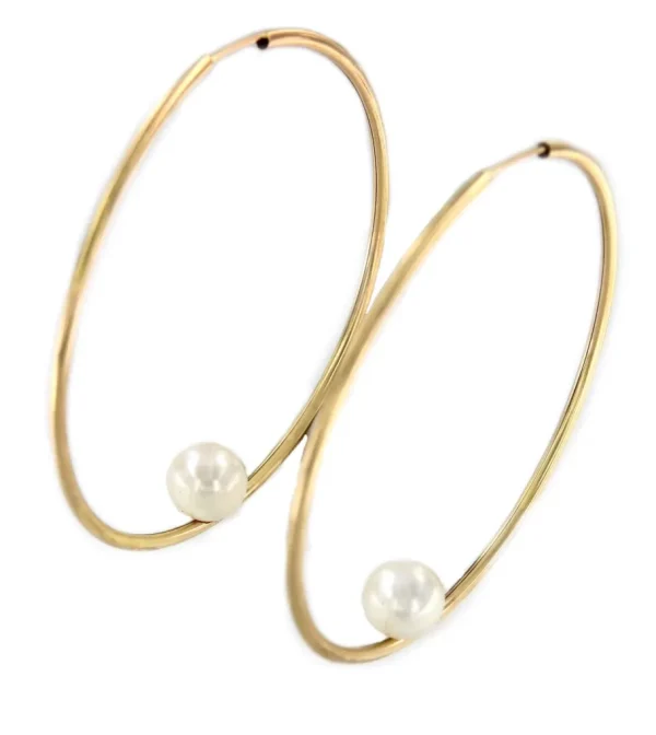 Roman Joyero Pendientes<Argollas oro amarillo SOEL huecas en 18 kilates con perla