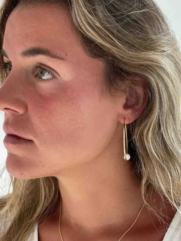 Roman Joyero Pendientes<Argollas oro amarillo SOEL huecas en 18 kilates con perla