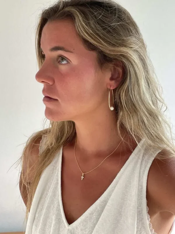 Roman Joyero Pendientes<Argollas oro amarillo SOEL huecas en 18 kilates con perla