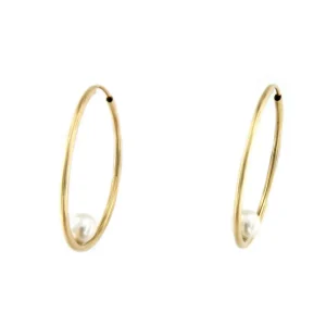 Roman Joyero Pendientes<Argollas oro amarillo SOEL huecas en 18 kilates con perla