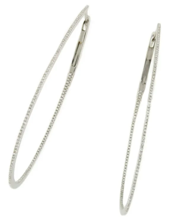 Roman Joyero Pendientes<Argollas ovaladas ZALENCO en oro blanco de 18 ktes con brillantes