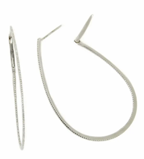 Roman Joyero Pendientes<Argollas ovaladas ZALENCO en oro blanco de 18 ktes con brillantes