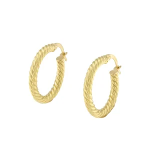 Roman Joyero Pendientes<Aro con gallones ISMAT en oro amarillo de 18 kilates y brillo