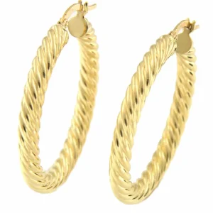Roman Joyero Pendientes<Aro con gallones ISMET en oro amarillo de 18 kilates y brillo