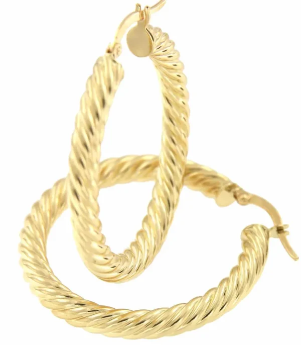 Roman Joyero Pendientes<Aro con gallones ISMET en oro amarillo de 18 kilates y brillo