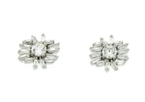 Roman Joyero Pendientes<ARTEM, pendientes cortos de plata con circonitas baguette