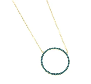 Roman Joyero Cadenas Y Gargantillas<ASHANTI, cadena corta de plata con círculo de turquesas