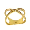 Roman Joyero Anillos<AZALEA, anillo de plata dorado con circonitas.