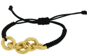 Roman Joyero Pulseras<AZUL, pulsera de macrame con plata dorada.