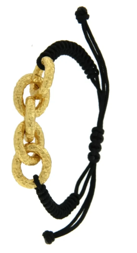 Roman Joyero Pulseras<AZUL, pulsera de macrame con plata dorada.