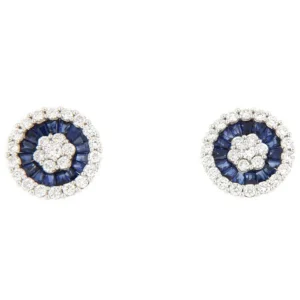 Roman Joyero Pendientes<BRAKE pendientes oro blanco brillantes y taipes de zafiros