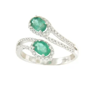 Roman Joyero Anillos<BRAMADOR anillo oro blanco brillantes y ovales tu y yo en color