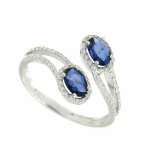Roman Joyero Anillos<BRAMADOR anillo oro blanco brillantes y ovales tu y yo en color
