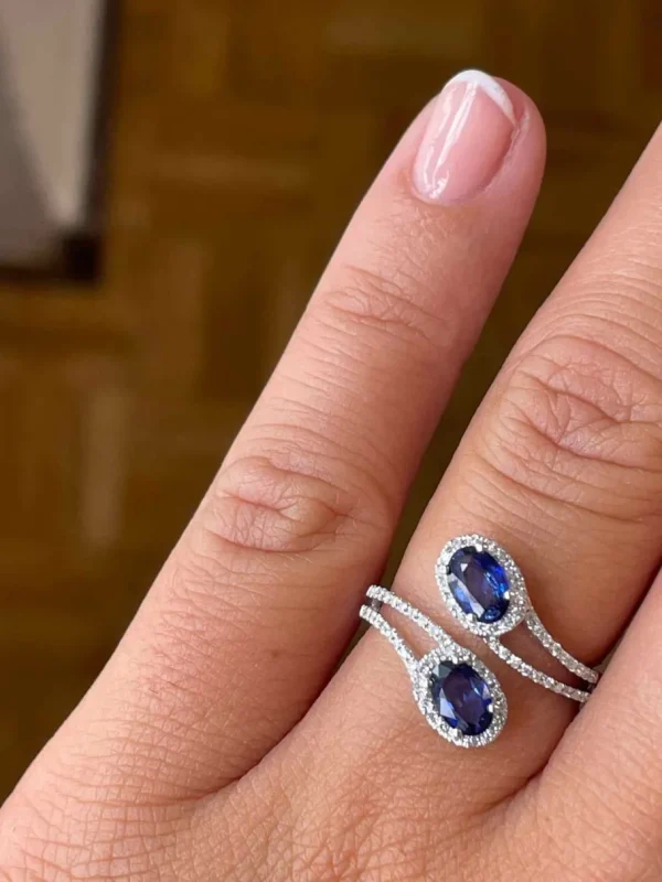 Roman Joyero Anillos<BRAMADOR anillo oro blanco brillantes y ovales tu y yo en color