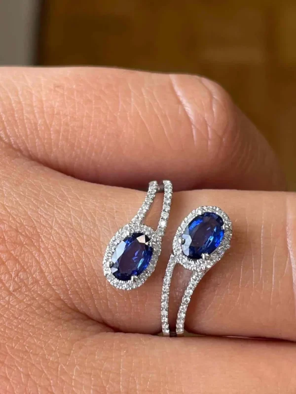 Roman Joyero Anillos<BRAMADOR anillo oro blanco brillantes y ovales tu y yo en color