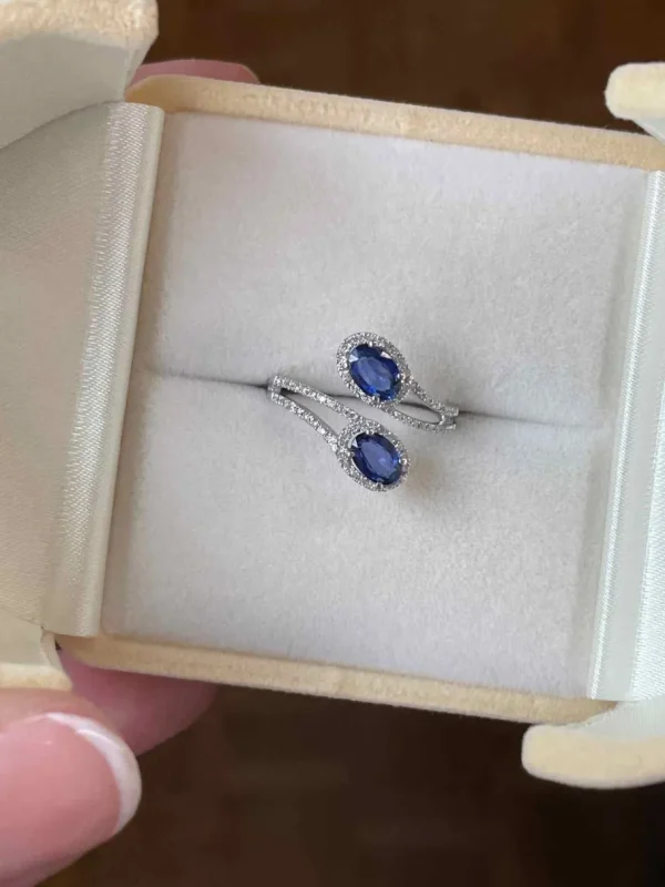 Roman Joyero Anillos<BRAMADOR anillo oro blanco brillantes y ovales tu y yo en color
