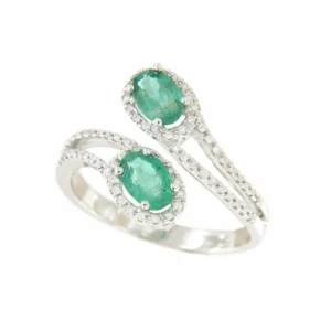 Roman Joyero Anillos<BRAMADOR anillo oro blanco brillantes y ovales tu y yo en color