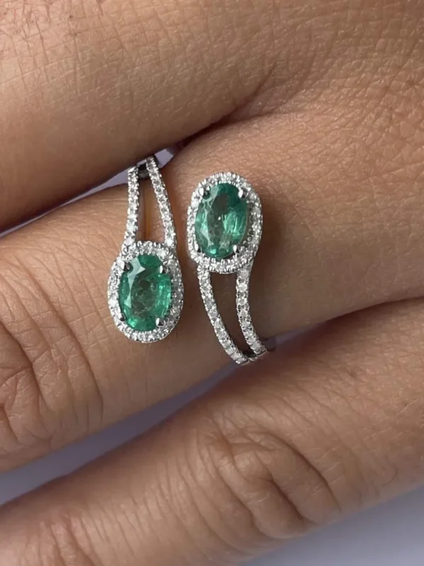 Roman Joyero Anillos<BRAMADOR anillo oro blanco brillantes y ovales tu y yo en color