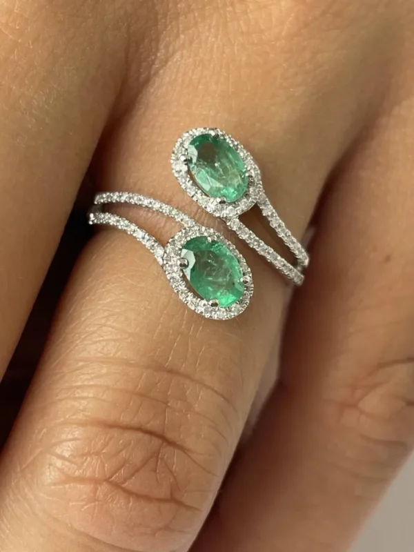 Roman Joyero Anillos<BRAMADOR anillo oro blanco brillantes y ovales tu y yo en color