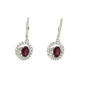 Roman Joyero Pendientes<BRIGA, pendientes largos de brillantes y rubí