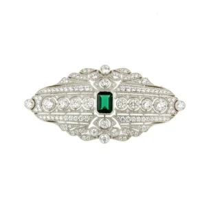 Roman Joyero Broches<Broche BLEDO tipo art deco en plata 925 ml con circonitas con centro