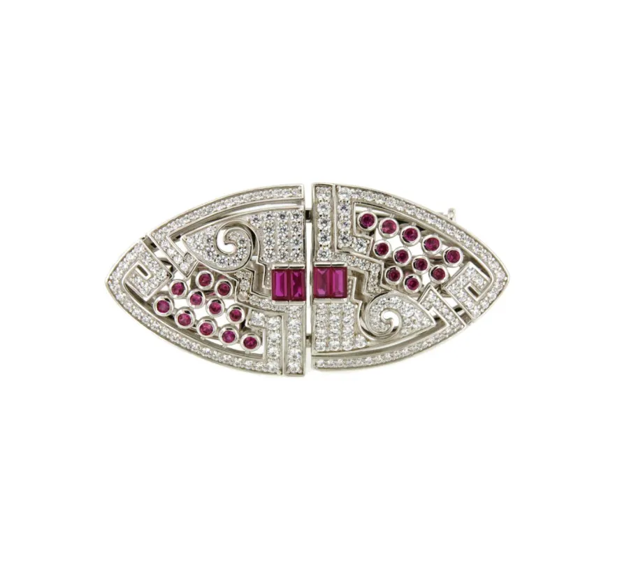 broche_dubai_desmontable__0.webp Roman Joyero Broches | Pendientes<Broche DUBAI desmontable en pendientes de plata 925 ml circonitas rubi