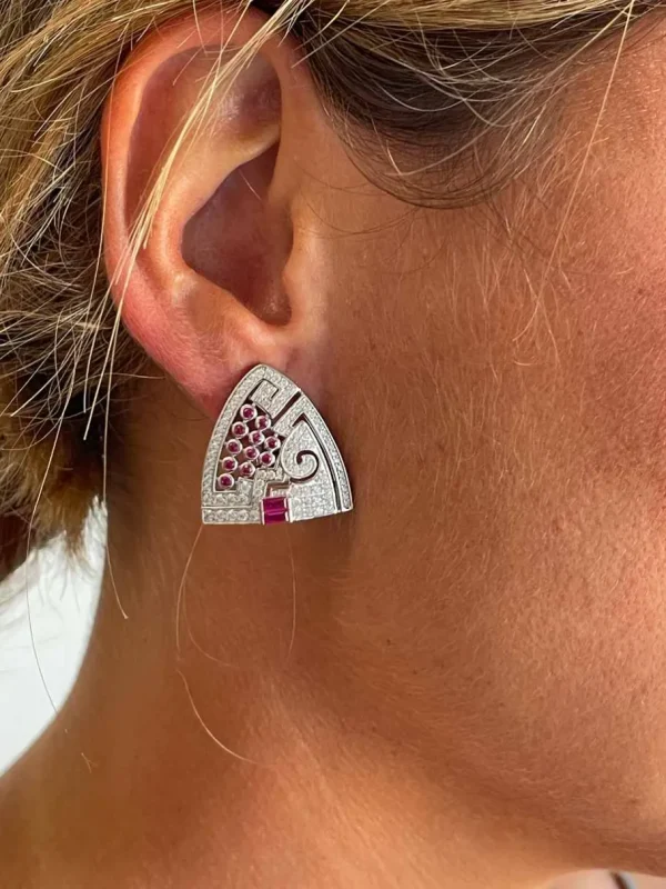 Roman Joyero Broches | Pendientes<Broche DUBAI desmontable en pendientes de plata 925 ml circonitas rubi
