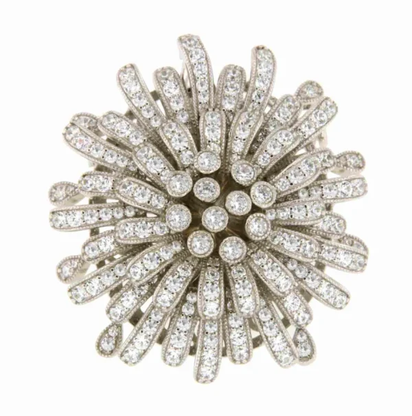 Roman Joyero Broches<Broche FLOR colgante art deco en plata de ley 925 con circonitas.