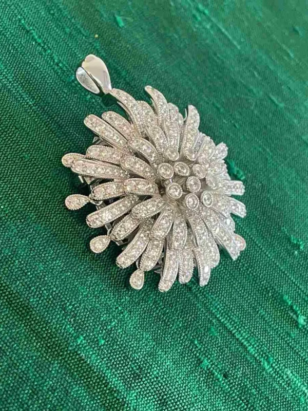 Roman Joyero Broches<Broche FLOR colgante art deco en plata de ley 925 con circonitas.