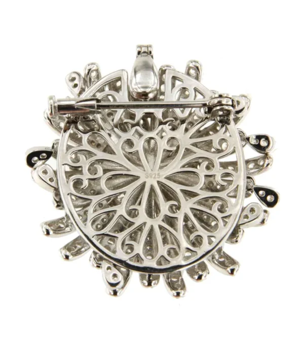 Roman Joyero Broches<Broche FLOR colgante art deco en plata de ley 925 con circonitas.