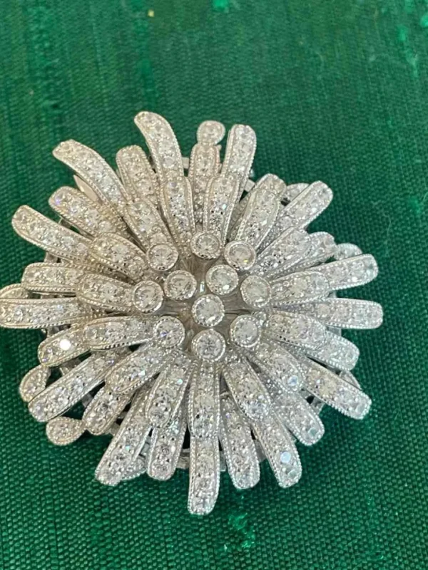 Roman Joyero Broches<Broche FLOR colgante art deco en plata de ley 925 con circonitas.