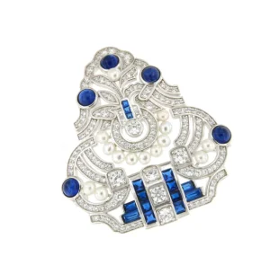 Roman Joyero Broches<Broche GRECIA maravilloso de plata 925 ml con circonitas azules y perlas