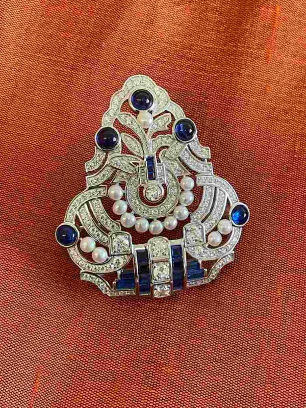 Roman Joyero Broches<Broche GRECIA maravilloso de plata 925 ml con circonitas azules y perlas