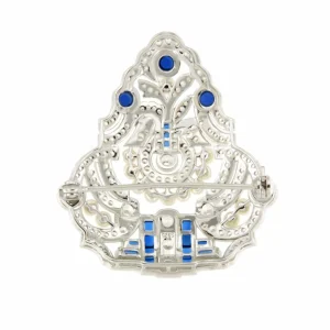 Roman Joyero Broches<Broche GRECIA maravilloso de plata 925 ml con circonitas azules y perlas