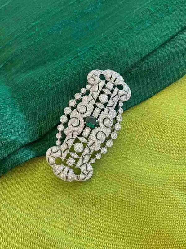 Roman Joyero Broches<Broche maravilloso LISBOA art decó de plata 925 ml con circonitas esmeraldas