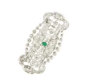 Roman Joyero Broches<Broche maravilloso LISBOA art decó de plata 925 ml con circonitas esmeraldas