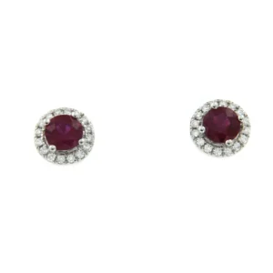Roman Joyero Pendientes<BROGUE, pendientes cortos de diamantes y rubí