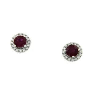 Roman Joyero Pendientes<BROGUE, pendientes cortos de diamantes y rubí