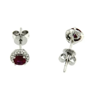 Roman Joyero Pendientes<BROGUE, pendientes cortos de diamantes y rubí