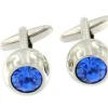 Roman Joyero Acero<BUGATTI, gemelos de acero con forma redonda y lapizlazuli.