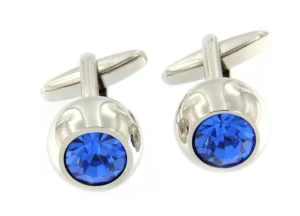 Roman Joyero Acero<BUGATTI, gemelos de acero con forma redonda y lapizlazuli.
