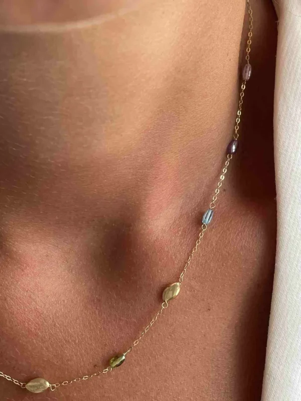 Roman Joyero Cadenas Y Gargantillas<BUKET cadenita oro con entrepiezas lisas y semipreciosa