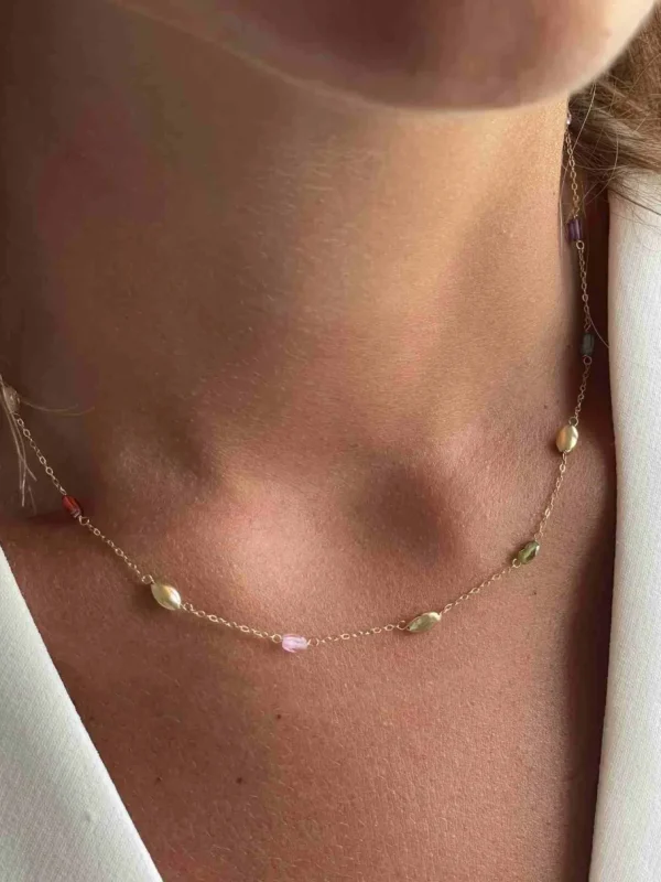 Roman Joyero Cadenas Y Gargantillas<BUKET cadenita oro con entrepiezas lisas y semipreciosa