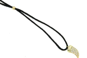 Roman Joyero Cadenas Y Gargantillas<Cadena de cuero negro, cuerno de plata y circonitas de colores