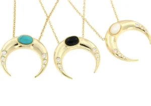 Roman Joyero Cadenas Y Gargantillas<Cadena de plata con baño de oro, luna, circonitas y piedra