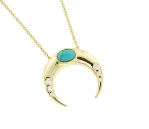Roman Joyero Cadenas Y Gargantillas<Cadena de plata con baño de oro, luna, circonitas y piedra