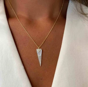 Roman Joyero Cadenas Y Gargantillas<Cadena de plata con baño de oro y punta de flecha de nácar