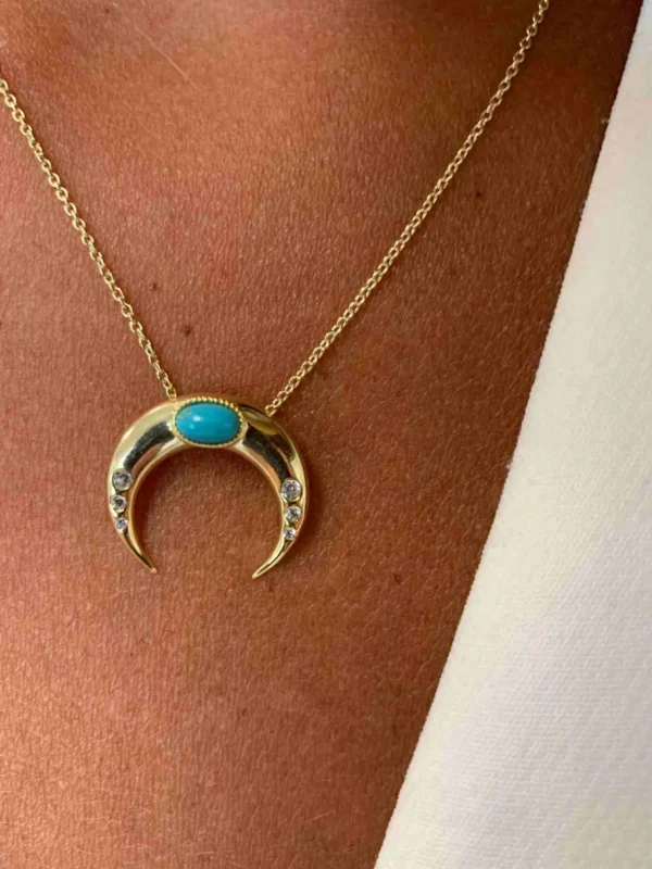 Roman Joyero Cadenas Y Gargantillas<Cadena de plata con baño de oro, luna, circonitas y piedra